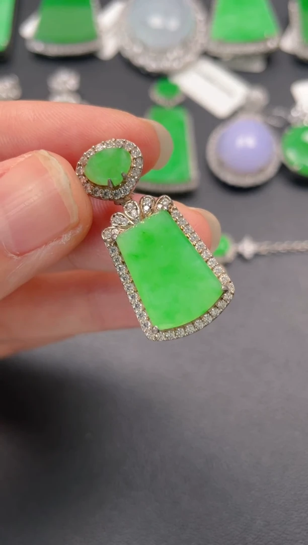 吊坠(不含链)银S925镶嵌翡翠吊坠