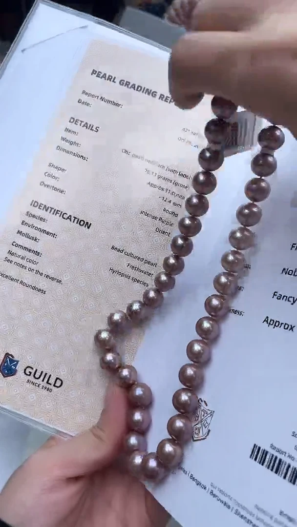 颈饰银S925镶嵌淡水珍珠紫珠