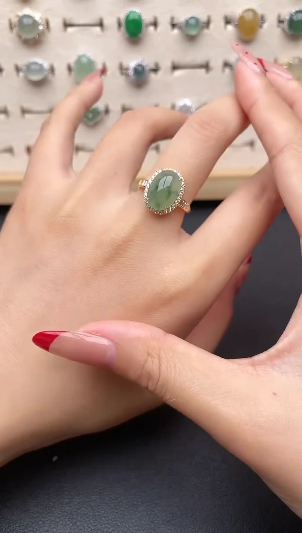 【闪购商品】翡翠戒指银S925镶嵌一物一证一礼盒