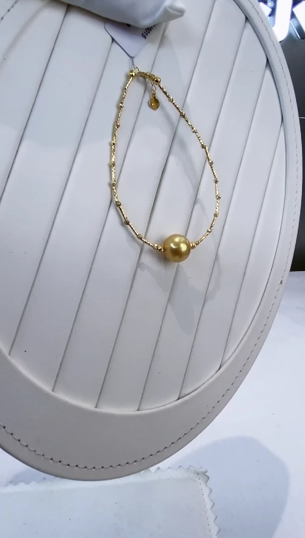 18K金镶嵌手链海水珍珠Y海水金珠手链11-12