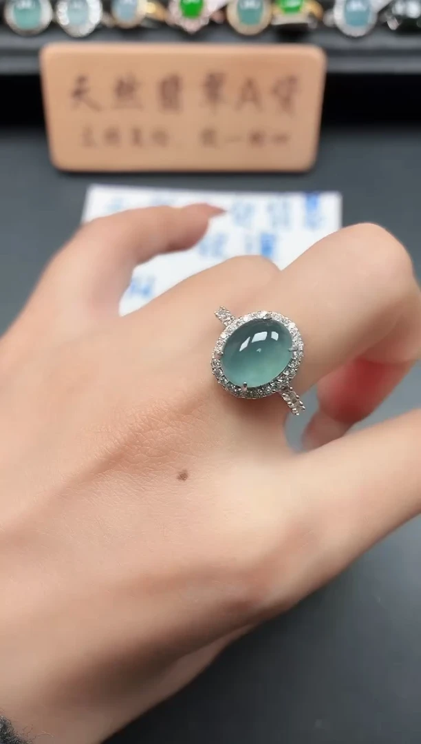 银S925镶嵌戒指翡翠111