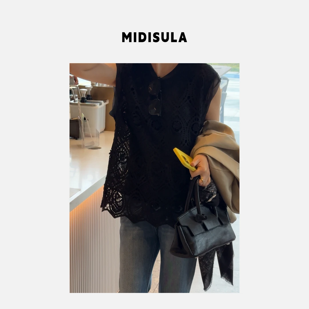 【H.MDSL】新款时尚百搭圆领宽松显瘦蕾丝镂空背心#0196