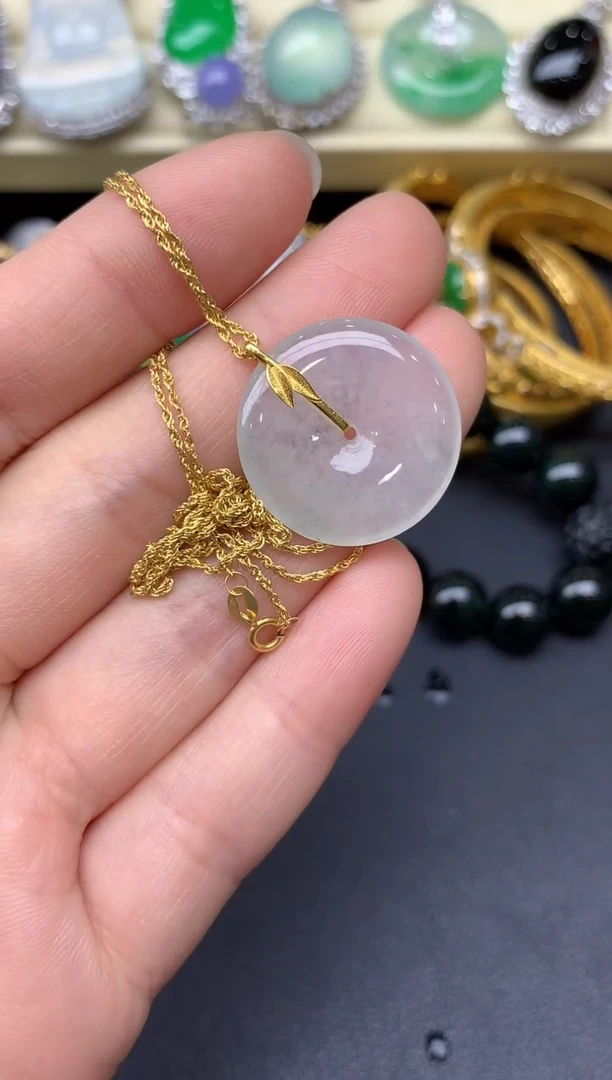 颈饰18K金镶嵌翡翠107-雪姐翡翠天天见