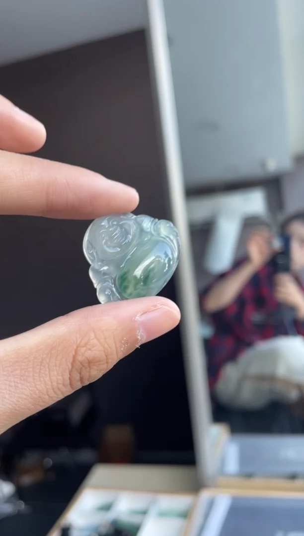 吊坠(不含链)18K金镶嵌翡翠H***杋天然缅甸A货翡翠