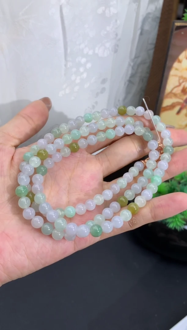 未镶嵌手串翡翠多宝项链 卡6mm