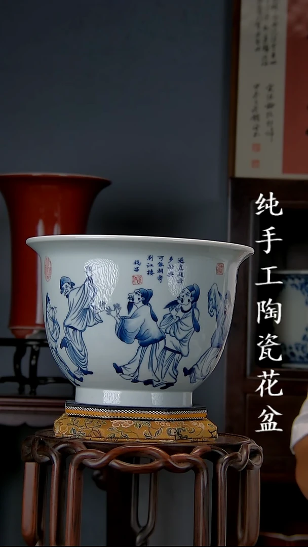 景德镇手工陶瓷花盆