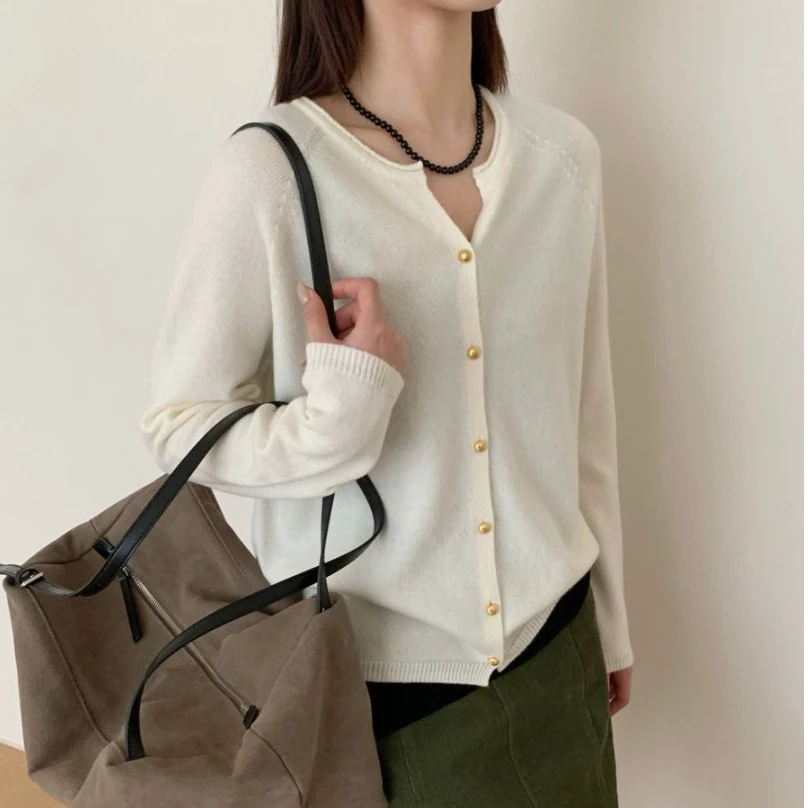 【素简.850162】秋冬新款100绵羊毛无缝一体显瘦女装开衫羊毛衫