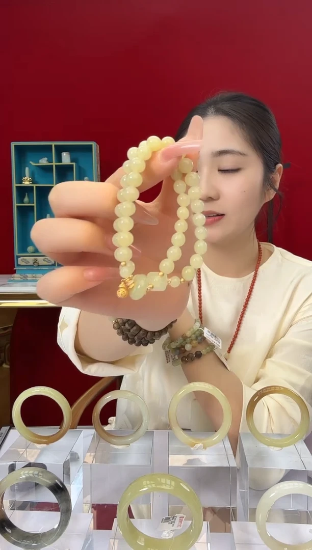 项链未镶嵌和田玉闪购双圈手串