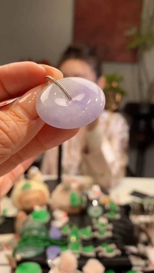 吊坠(不含链)18K金镶嵌翡翠平安扣