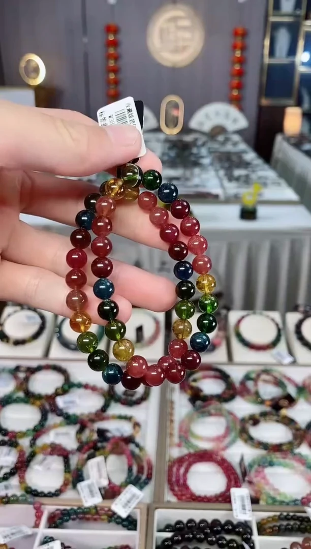 未镶嵌收藏级老矿碧玺单圈手串7mm+碧玺xion多样性发一条