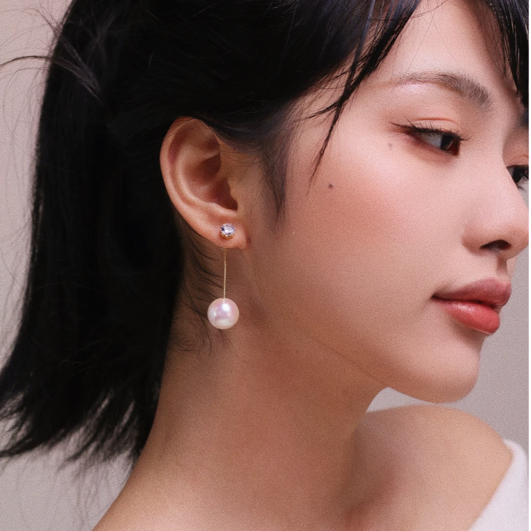 合金仿珍珠耳饰 高级感施华洛水晶耳钉温柔气质锆石耳环短款法式