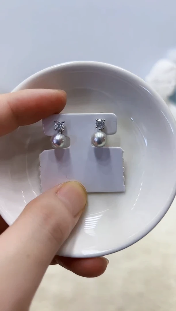 银S925镶嵌海水珍珠DA耳饰7@@ye350