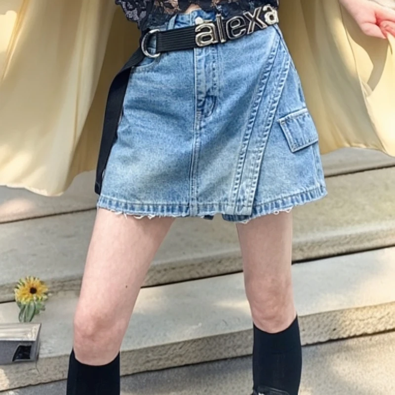 阿珍服饰店 新款时尚百搭牛仔短裤裙#00113