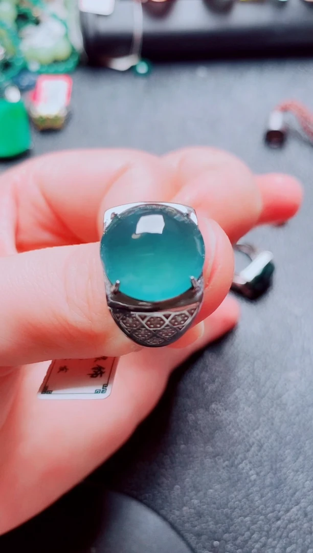 银S925镶嵌戒指翡翠111