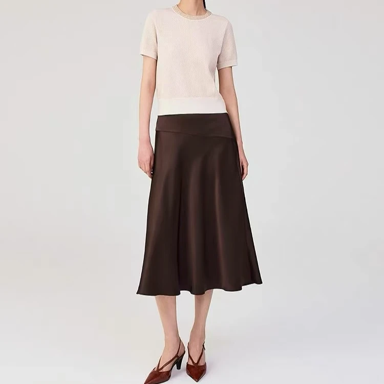 【歌里繁华】L+2025春新款简约气质肌理感短袖针织衫0725