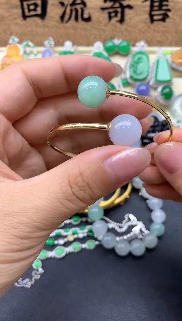 【闪购商品】翡翠手镯18K金镶嵌144-中国好珍宝