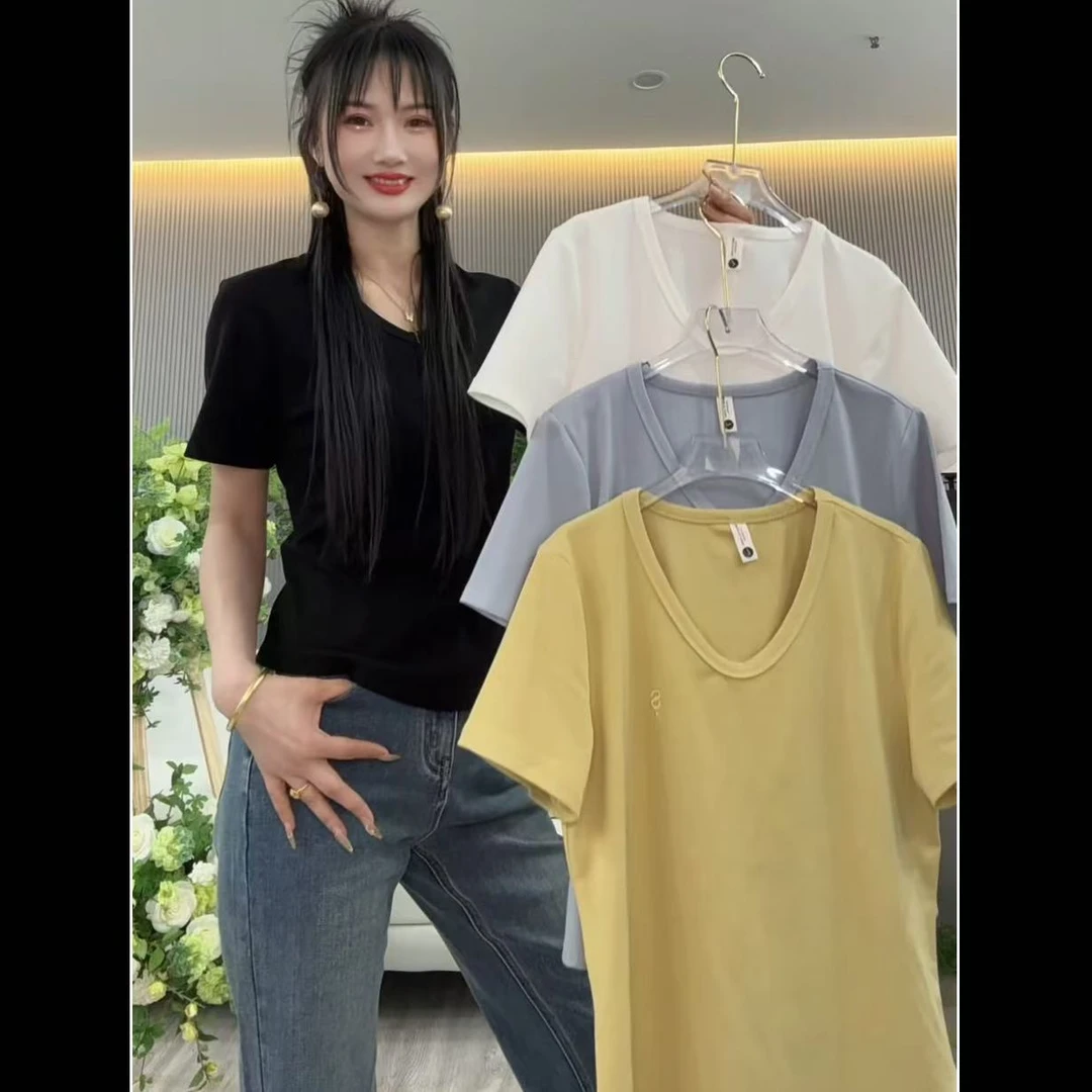 【队队定制】~【百搭T】2543夏季新款短袖宽松半袖正肩简约纯色T恤
