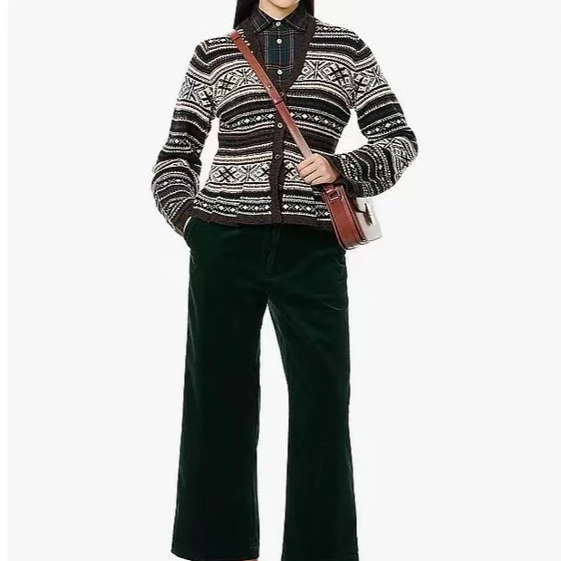 『朱小姐』“ootd”微瑕清仓费尔岛提花收腰开衫外套 F328