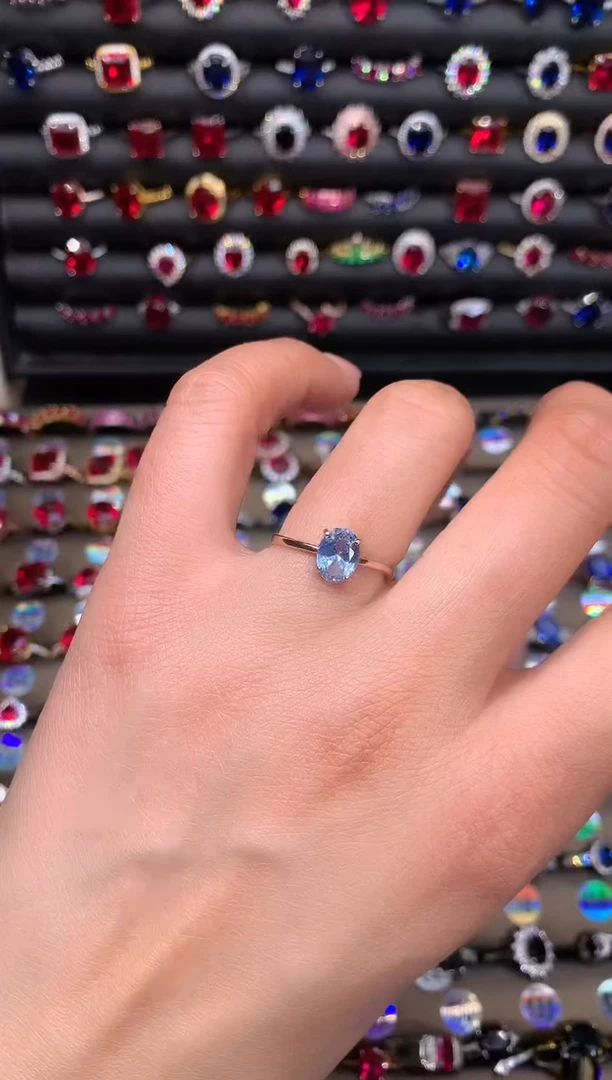 【闪购商品】蓝宝石戒指14K金镶嵌68玫瑰金