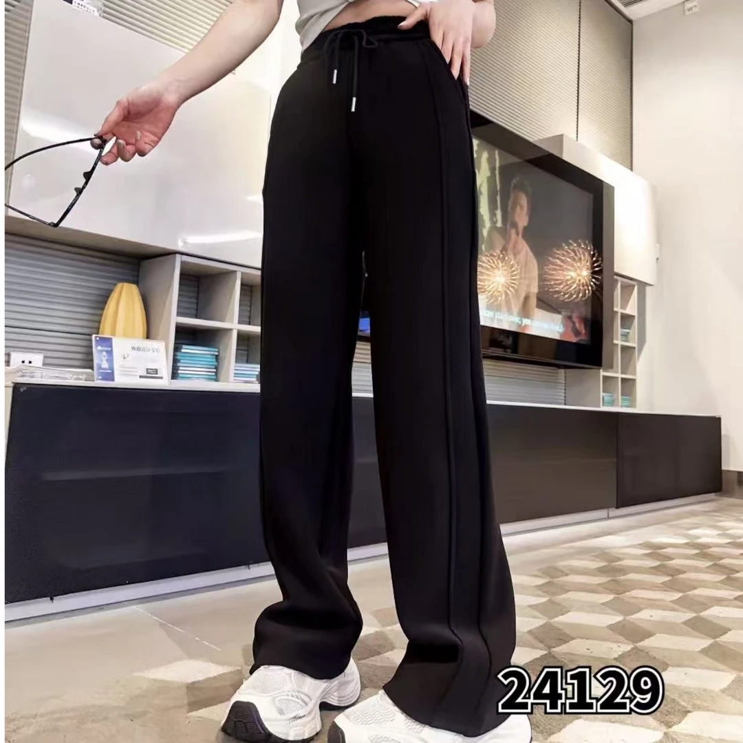 005-时尚春季新款松紧腰垂裤女阔腿拖地裤子