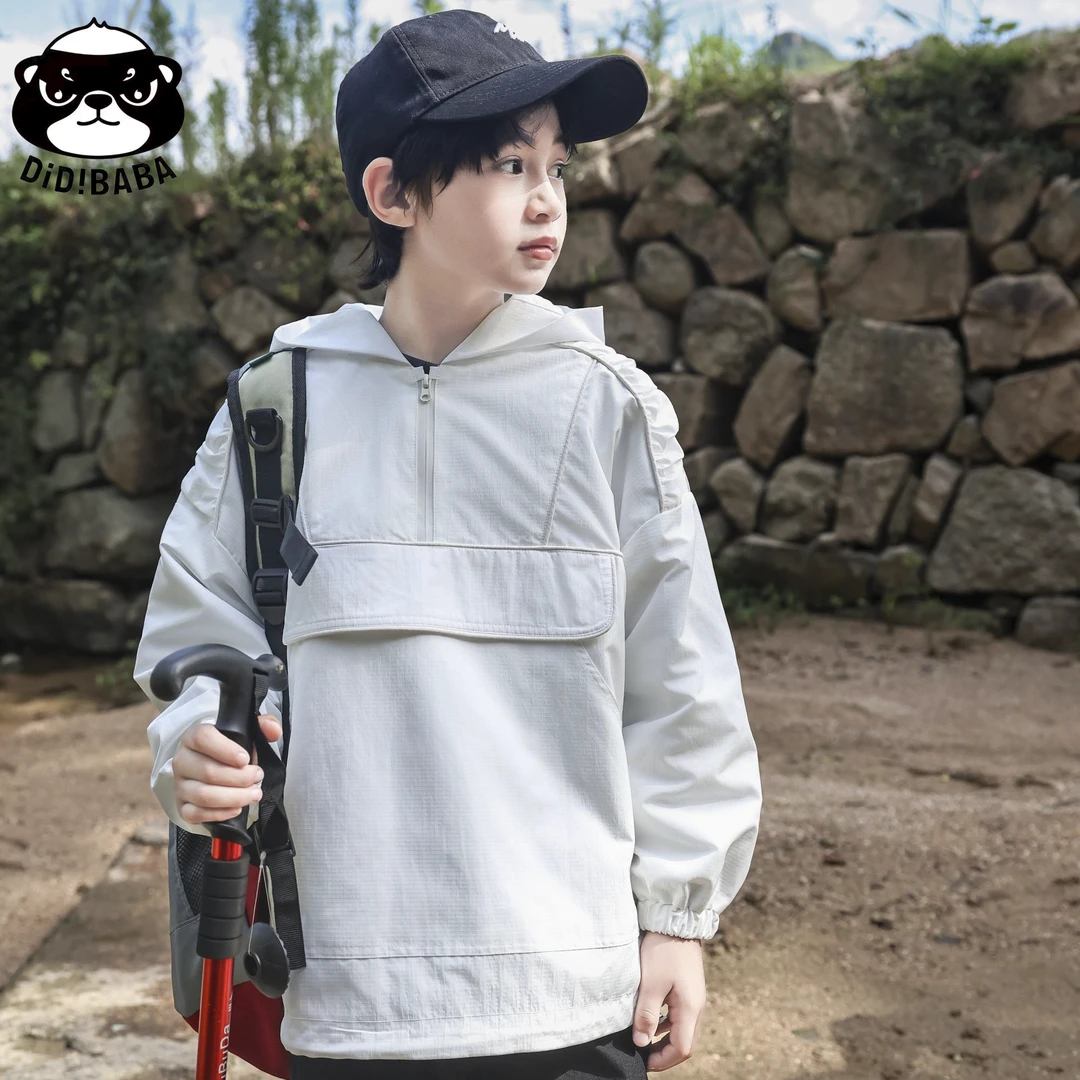 DIDIBABA/滴滴巴巴儿童连帽潮牌半拉链套头卫衣休闲卫衣CC5125