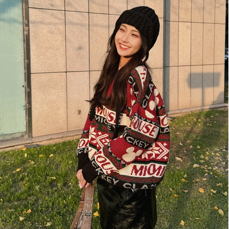 MOUSSY【 新年】2024秋冬合作款米奇针织毛衣010GAL70-5080