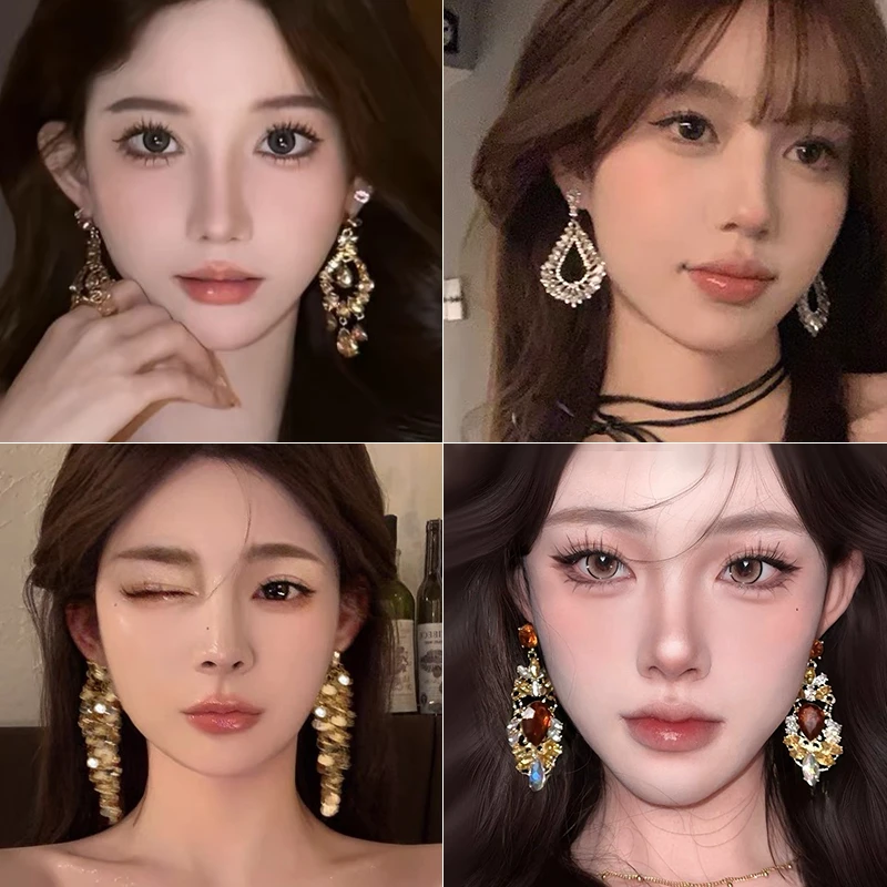 闪锆镂空耳环金色女2025新款高级感耳钉轻奢独特小众设夸张计耳饰