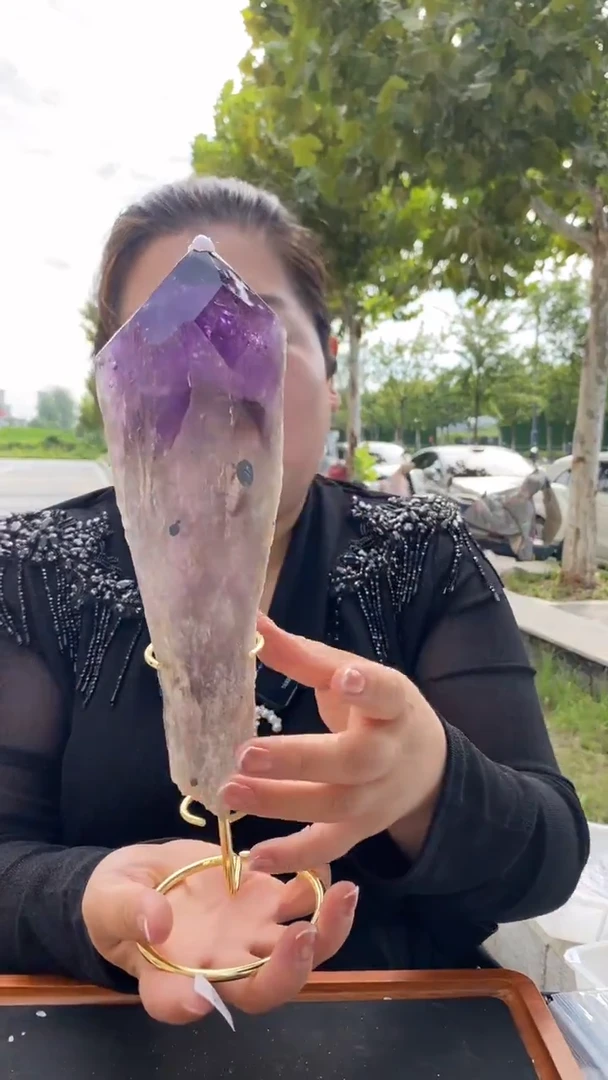 未镶嵌珠宝半成品水晶紫晶权杖D640