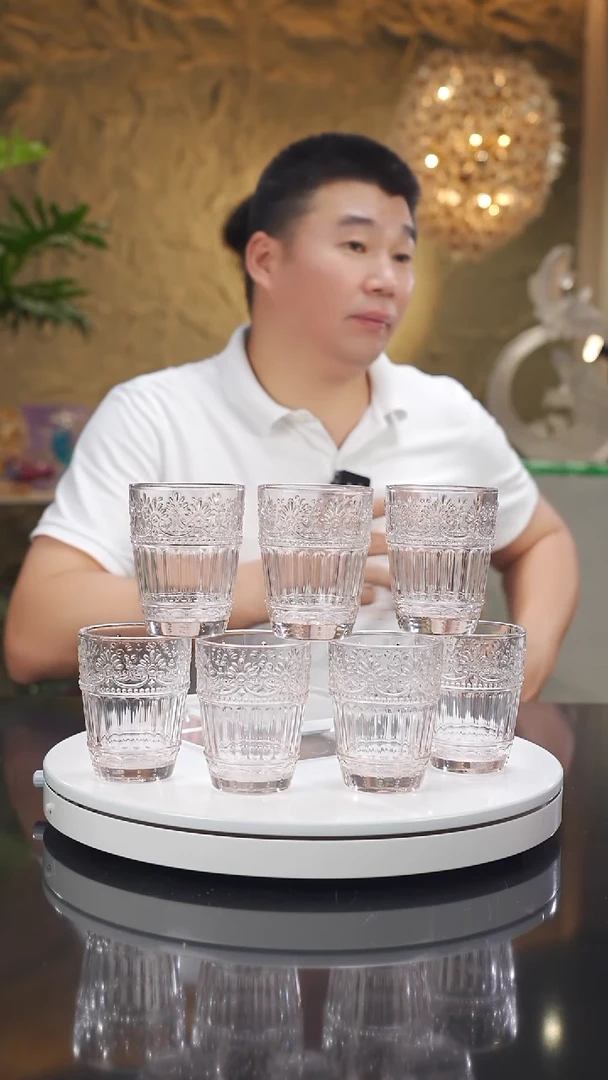 琉璃手工艺品福利粉色水杯一套八只