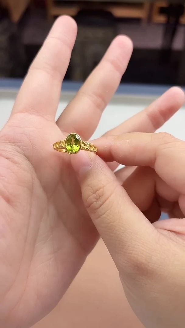 【闪购商品】橄榄石戒指银S925镶嵌戒指