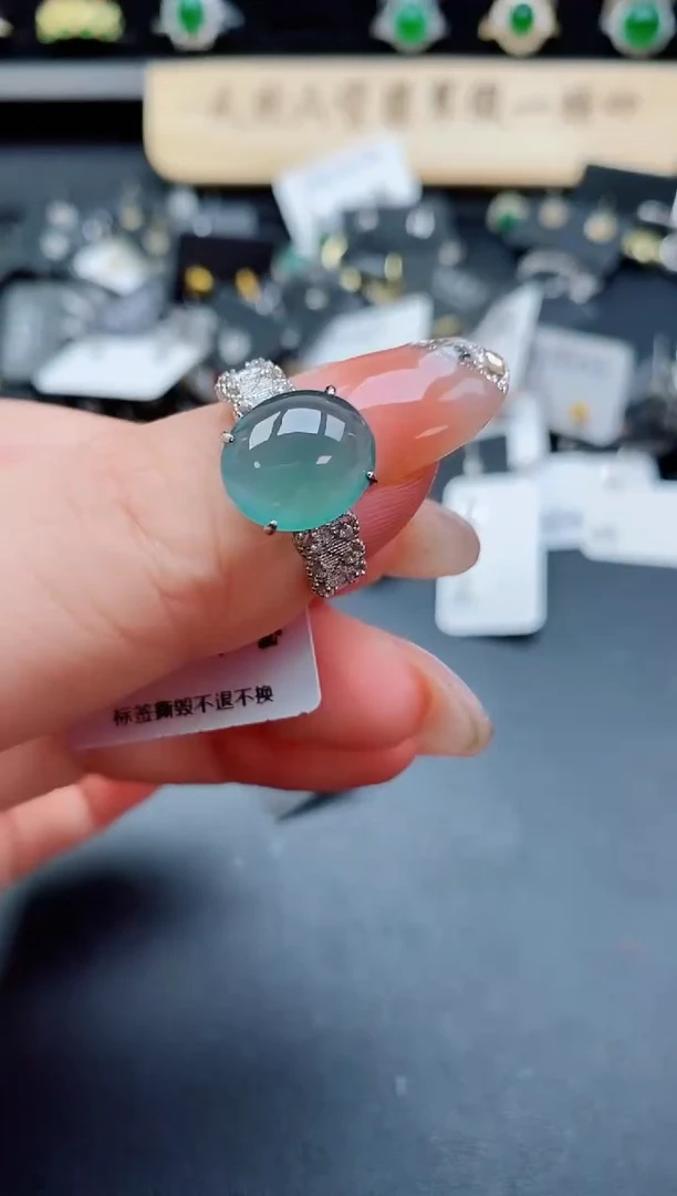 银S925镶嵌戒指翡翠508