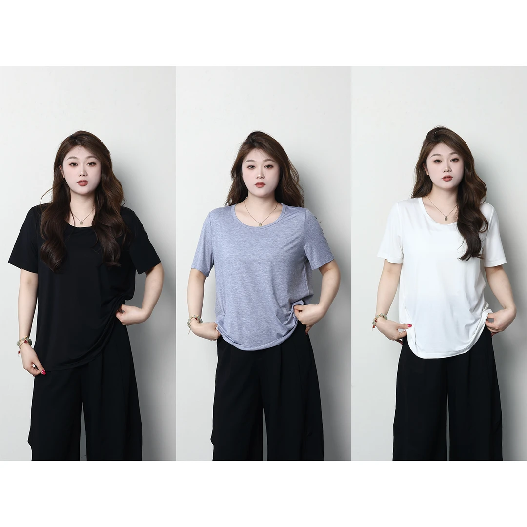 裂渡宣宣【欲感松弛】微胖大码女夏时尚轻薄舒适ins针织T恤ZY506F19