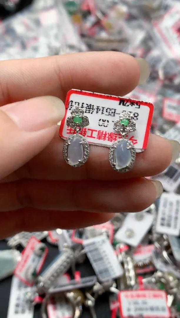 银S925镶嵌戒指翡翠天然A货缅甸翡翠