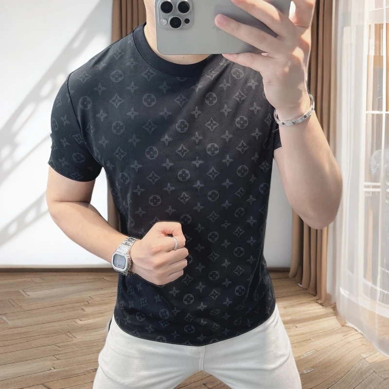 锡芝班拿爆款满印新款大牌短袖T恤男士夏季时尚休闲高级感上衣