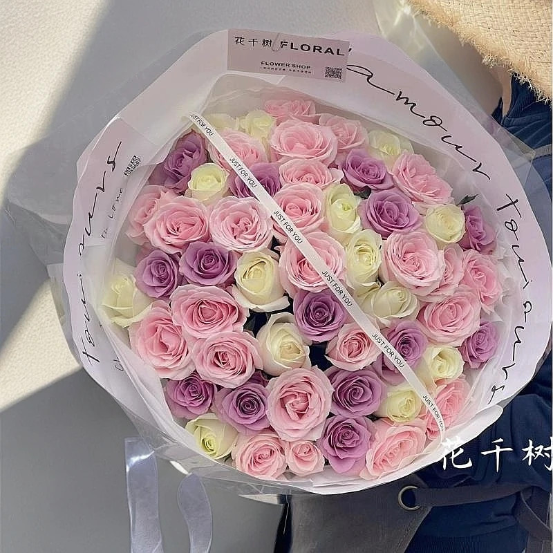 【宝贝收花】66朵精美玫瑰混搭双拼花束清新浪漫大花束表达爱意告白