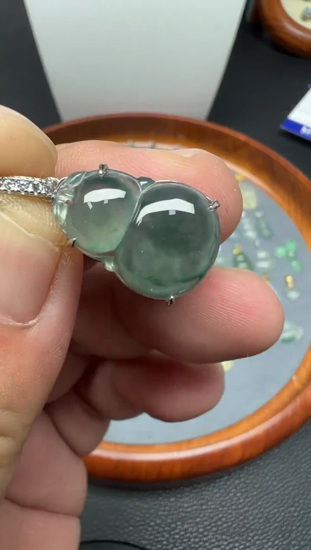 颈饰银S925镶嵌翡翠（7号）纯天然A货缅甸翡翠 葫芦吊坠