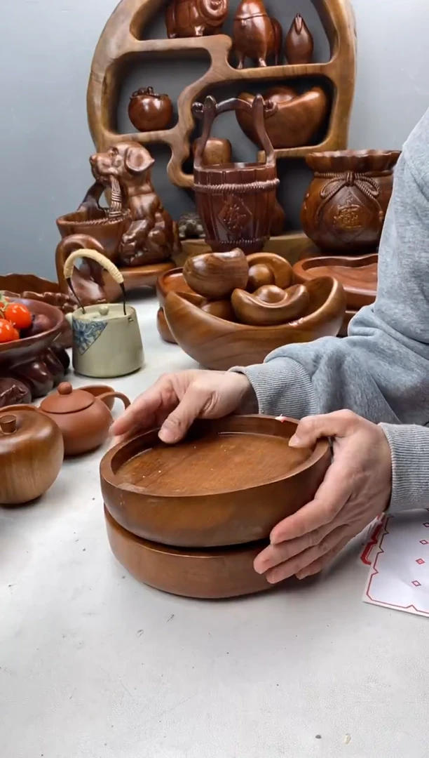 香樟木A7精品小圆盘2个/组/尺寸17*4