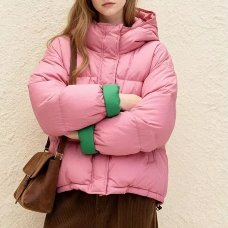 小个子显高显瘦一整套入冬穿搭时尚加厚气质棉服加绒休闲裤两件套