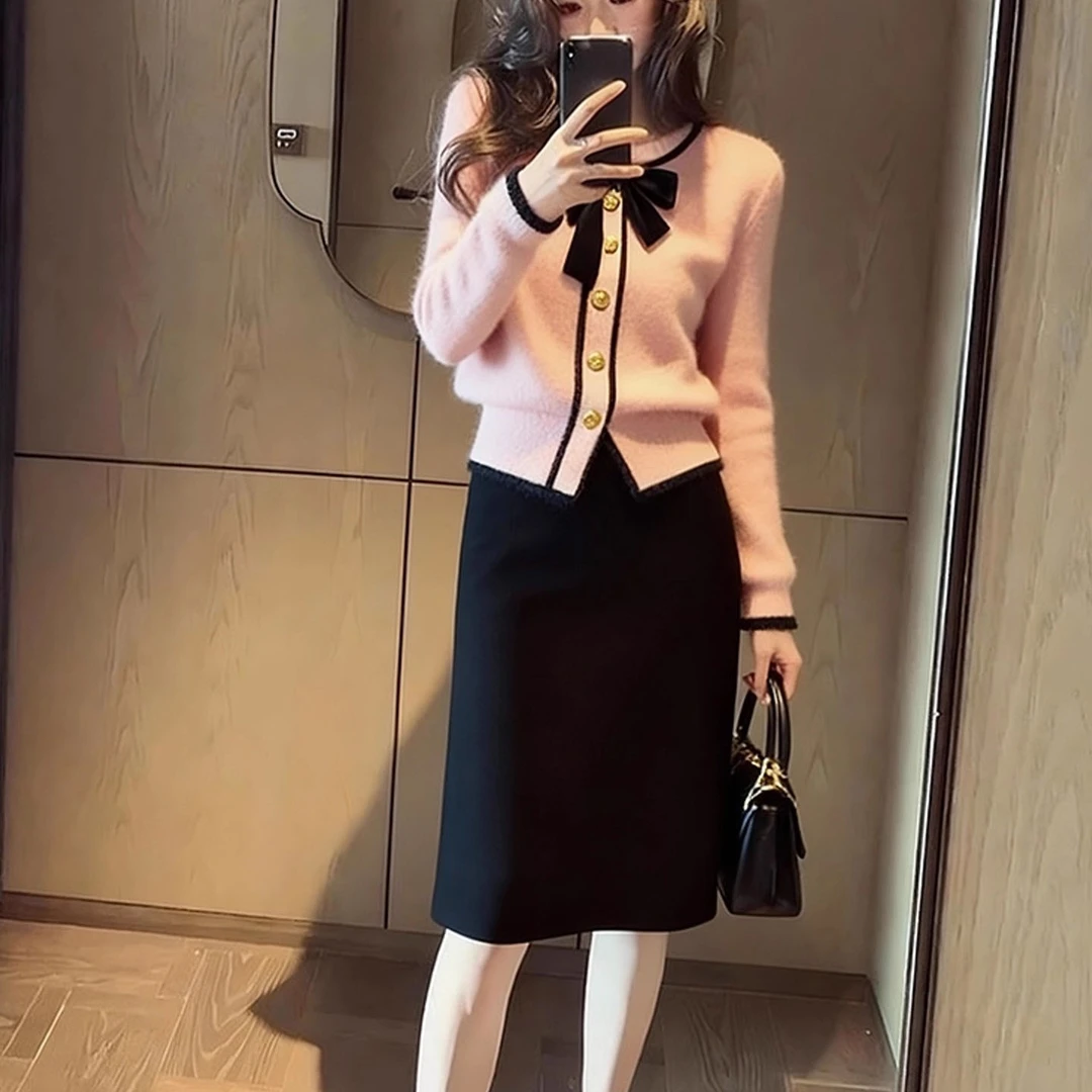 欧货高端大牌洋气时髦甜美风针织开衫上衣长袖2025冬装保暖毛衣女