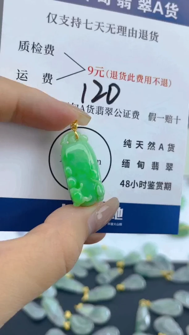 颈饰18K金镶嵌翡翠天然A货翡翠  120