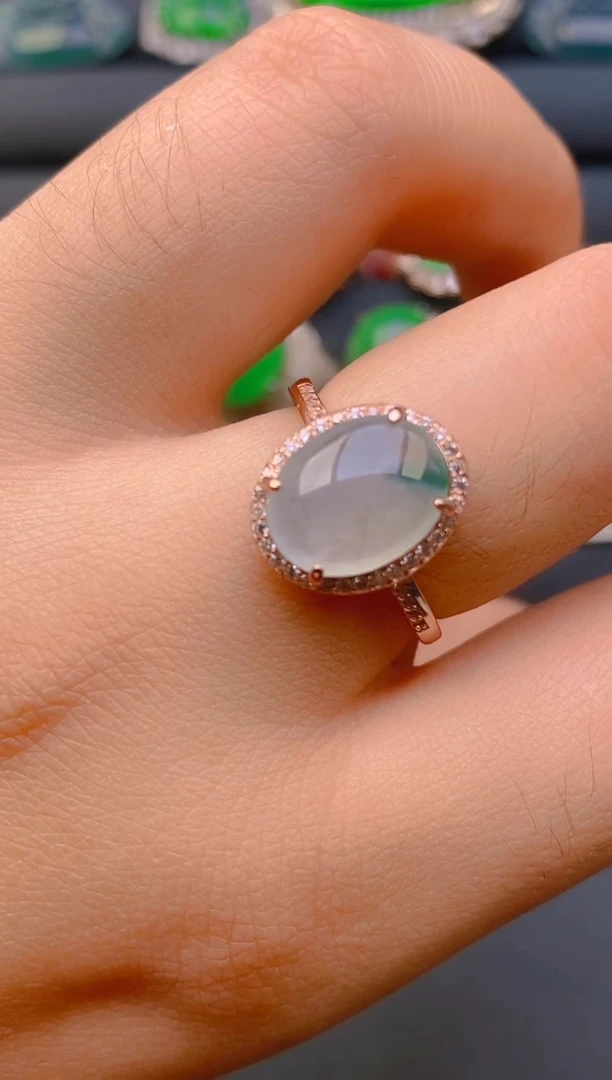 【闪购商品】翡翠戒指银S925镶嵌天然A货翡翠1