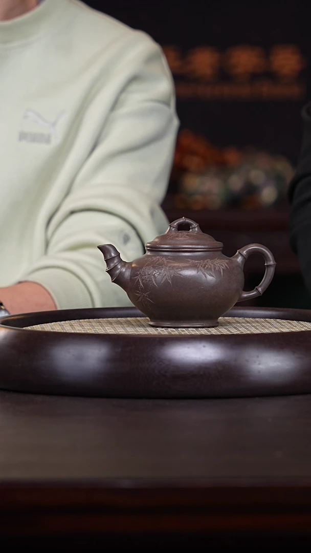 【闪购商品】紫砂茶壶蒋敏杰23-57 古泥乌金砂笑樱竹节