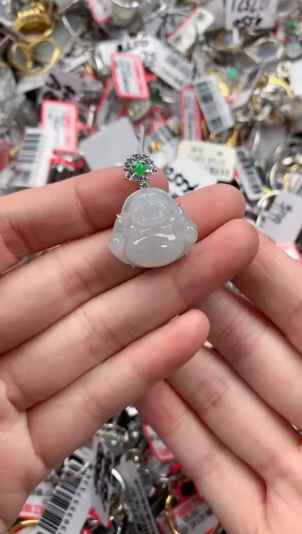 银S925镶嵌戒指翡翠666----3