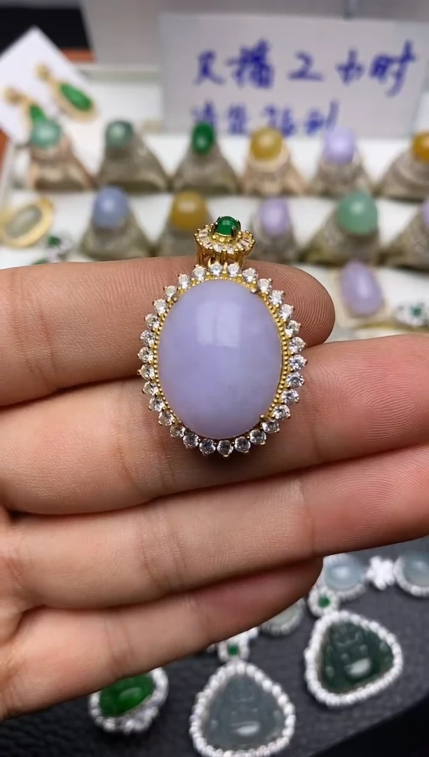 颈饰银S925镶嵌翡翠2593