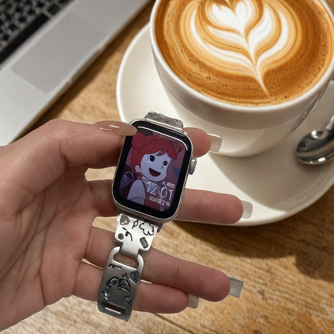 宠物狗苹果表带时尚金属奢华闪钻链夏适用于苹果iwatch1-10代