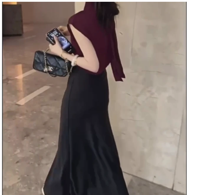 2025春季新款网红同款洋气气质韩版潮流打底衫半身裙两件套cxoi