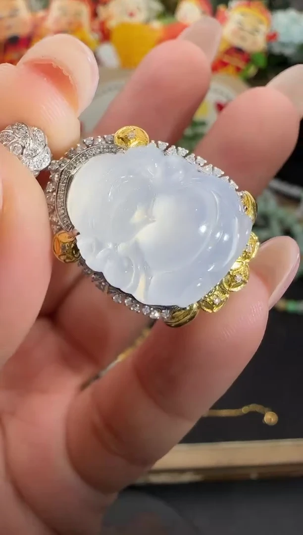 吊坠(不含链)18K金镶嵌翡翠勿拍