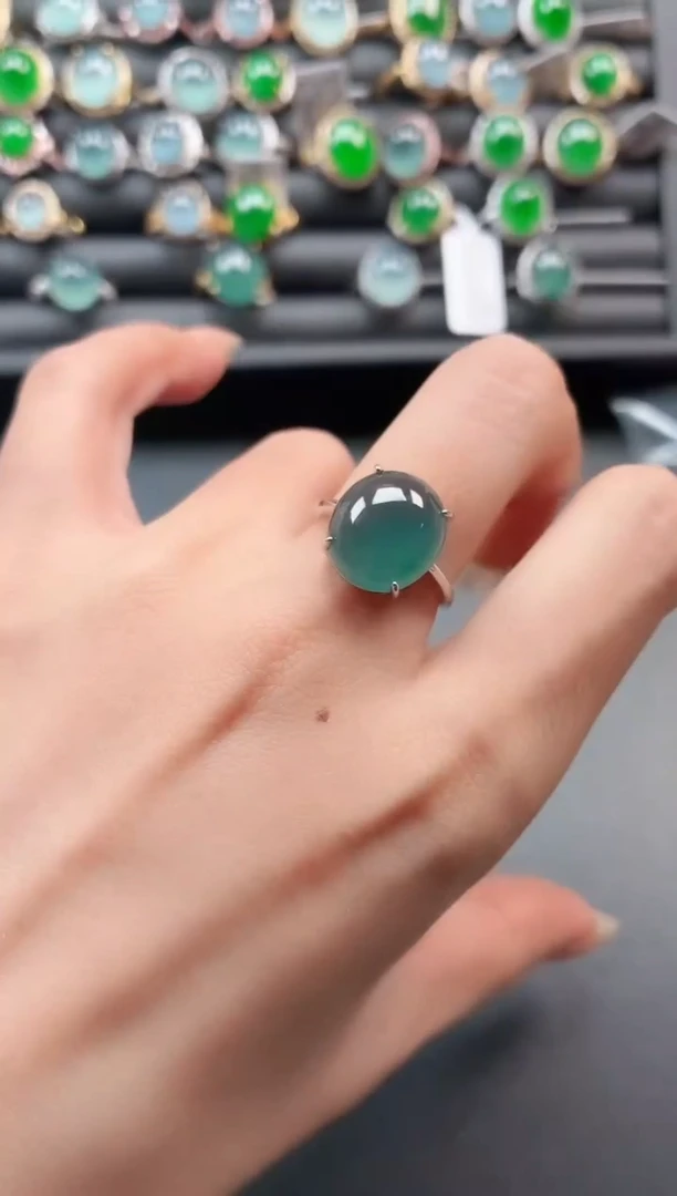 银S925镶嵌戒指翡翠111