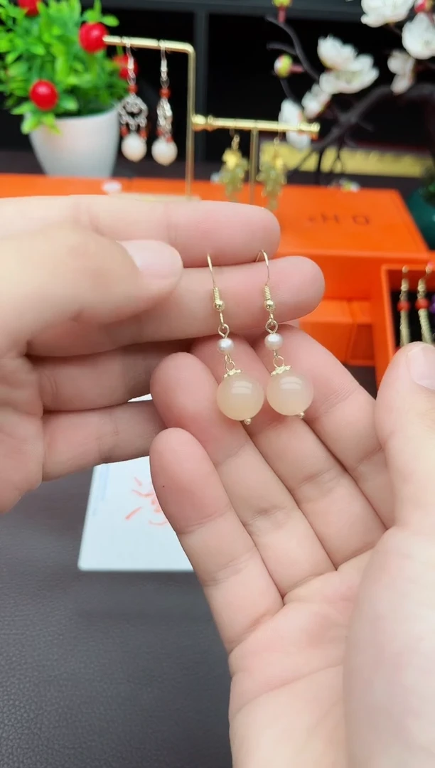 玛瑙/玉髓耳饰银S925镶嵌218000