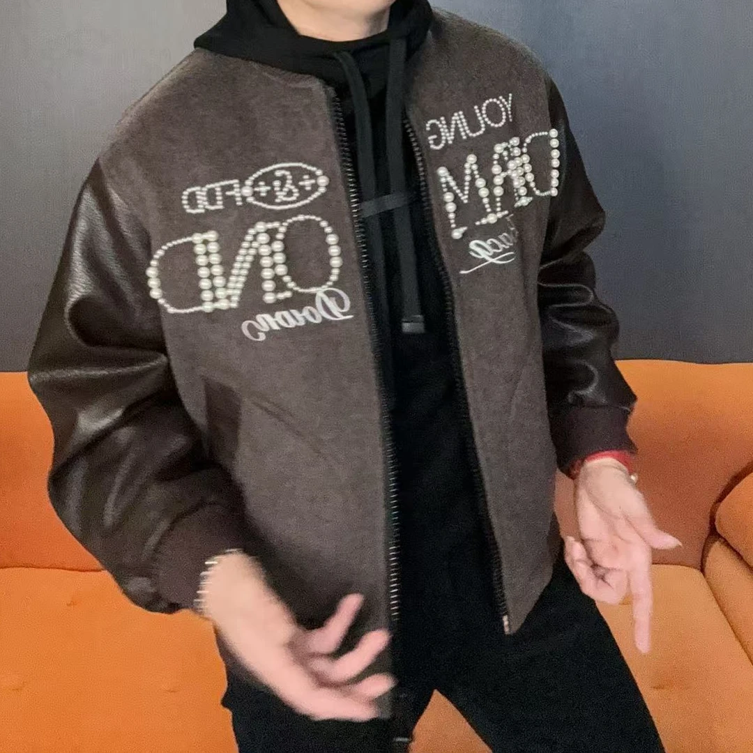 秋冬鸭绒棒球服夹克男士羽绒服微阔潮流加厚时尚手工刺绣251229